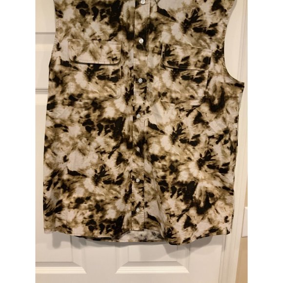 Samsoe Samore Sleeveless Button-Up Tea Shirt Top Brown Camo Clay, Size S NWT! - Picture 5 of 7